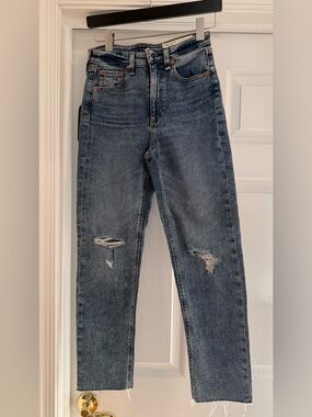 NWTA rag & bone High-Rise Straight-Leg Jeans — Blue Wash, Size 25